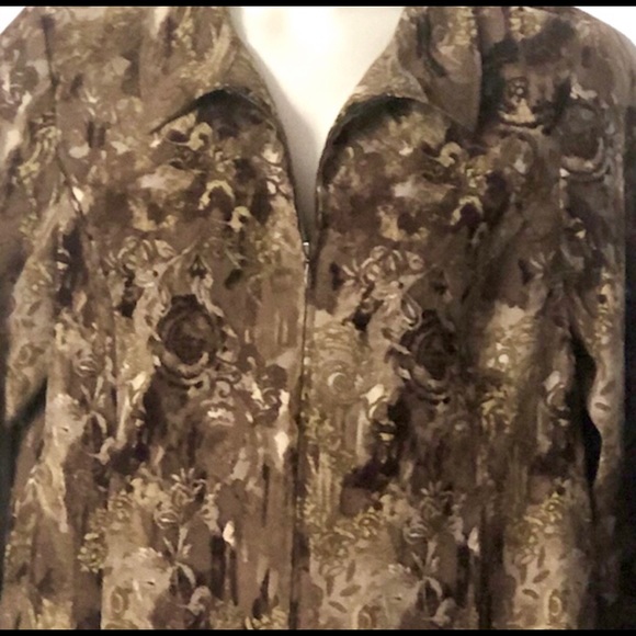 Christopher & Banks Women’s Multi colored browns long sleeve zip up front - Picture 7 of 12